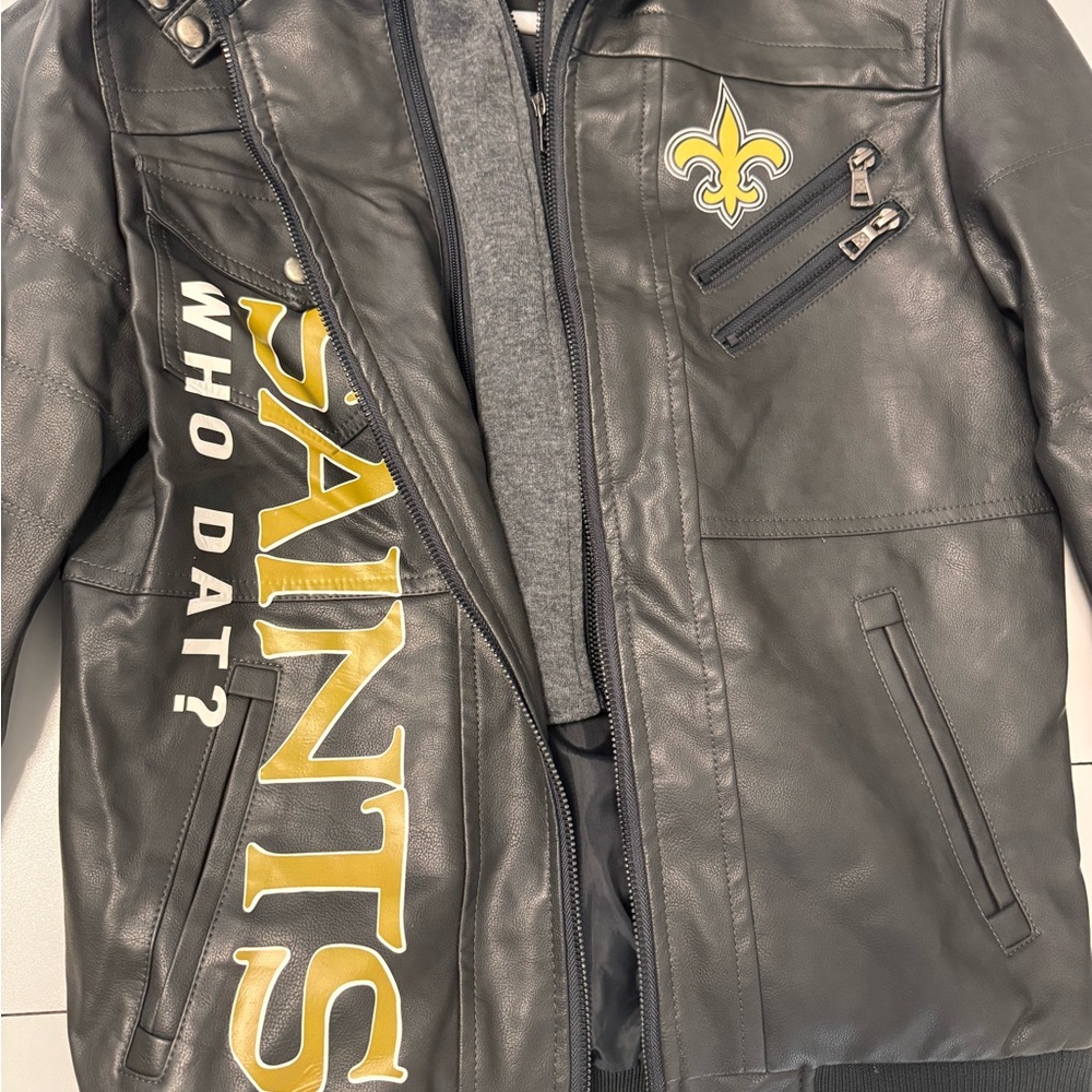 Saints Leather Jacket with Logo